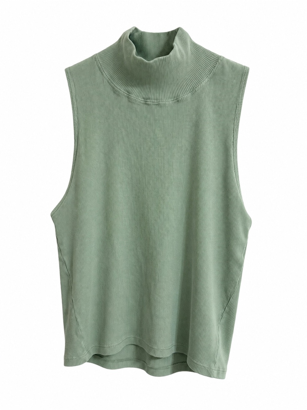 Big Bud Sleeveless Mock Neck Rib Tank Top - Sage Green